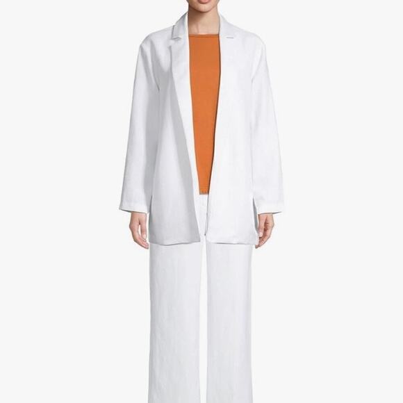 EILEEN FISHER Lyocell Linen Notch Collar Open-Front Blazer in White, Size 3X - Picture 1 of 12